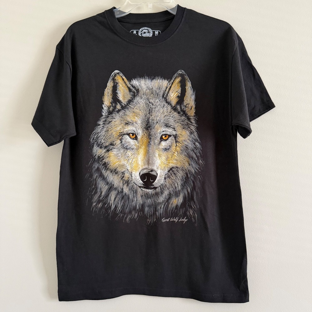 The Duck Company Mens Great Wolf Lodge Wolf Black Graphic Nature T-Shirt Size M